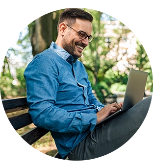 smiling man on phone