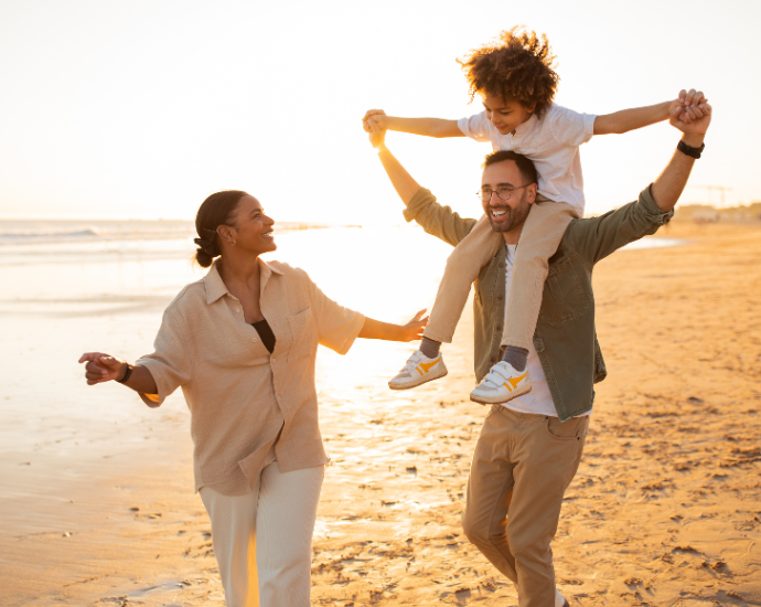 Family enjoying the beach