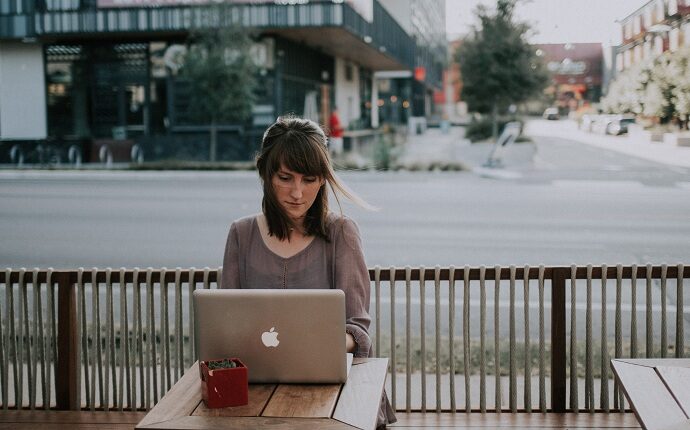woman on computer